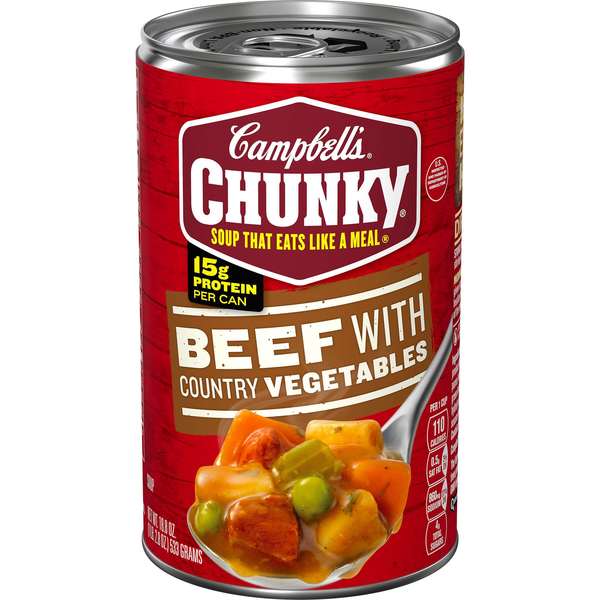 Campbells Chunky Beef With Country Vegetable Easy Open Soup 18.6 oz., PK12 000010656